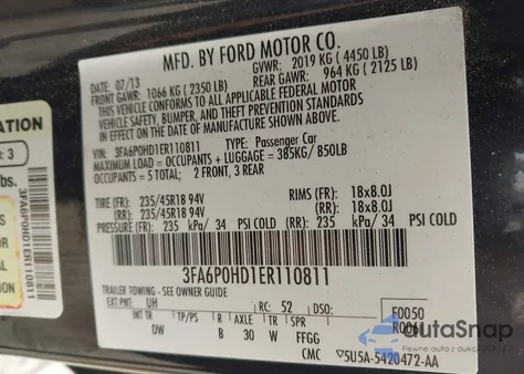 2014 Ford Fusion Se z USA, uszkodzony, nr VIN 3FA6P0HD1ER110811